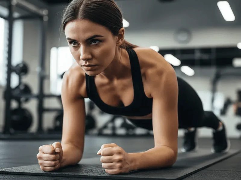 Tập luyện trước gương giúp bạn tự điều chỉnh để giữ tư thế plank đúng cách và an toàn.