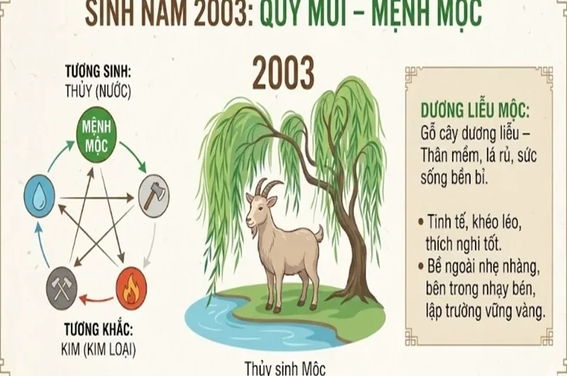 Sinh năm 2003 mệnh gì? màu sắc và hướng hợp phong thủy